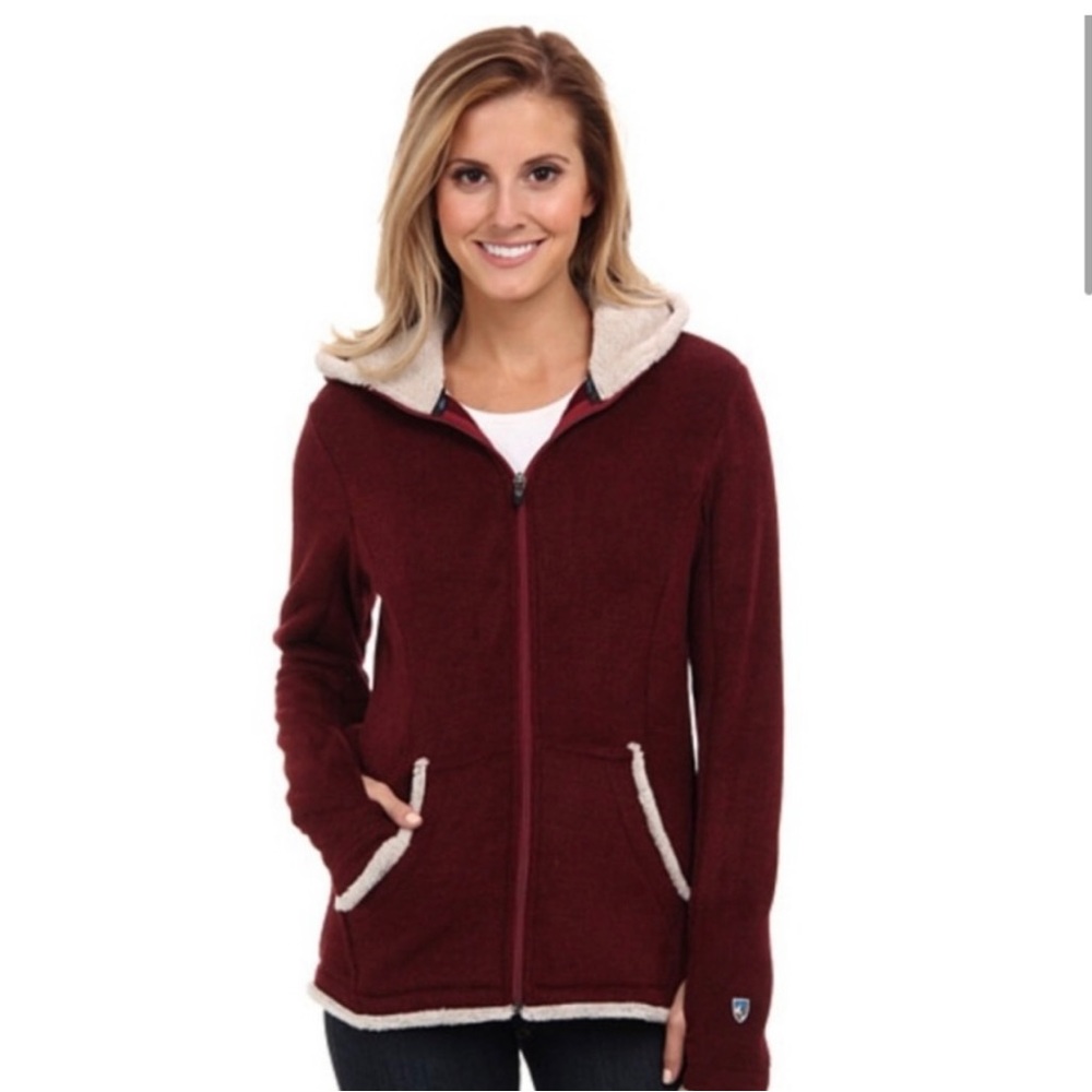 Kuhl alpaca fleece jacket in red, size small